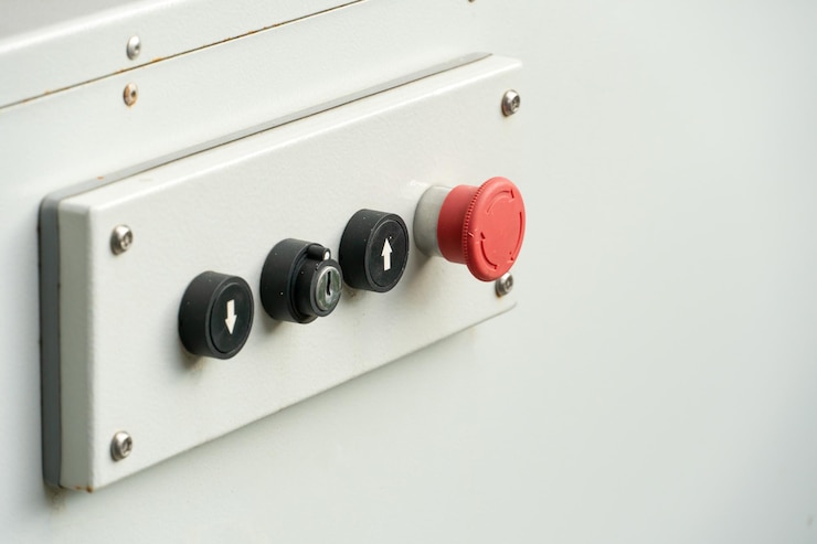 Foto un dispositivo mecánico con control remoto y botones grandes interruptor selector eléctrico interruptor de botón interruptor eléctrico