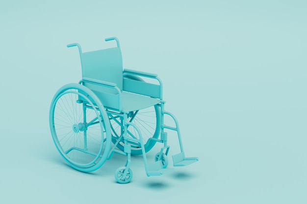 Dispositivo para el movimiento de personas paralizadas una silla de ruedas azul sobre un fondo azul copiar pegar
