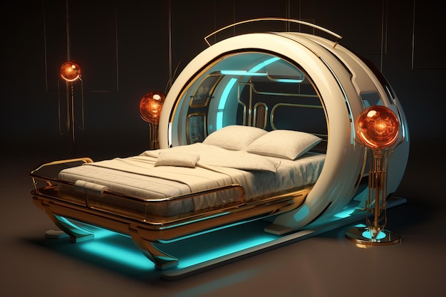 Dispositivo de tecnología de cama de aspecto futurista Generar Ai