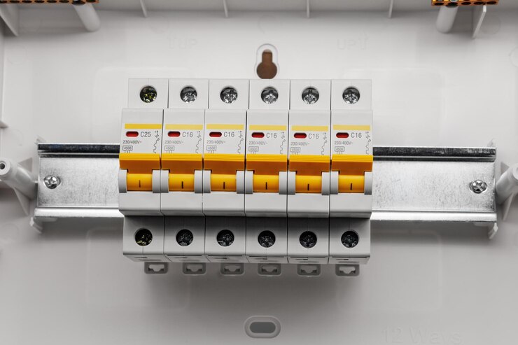 Dispositivos eléctricos de protección en un riel de din