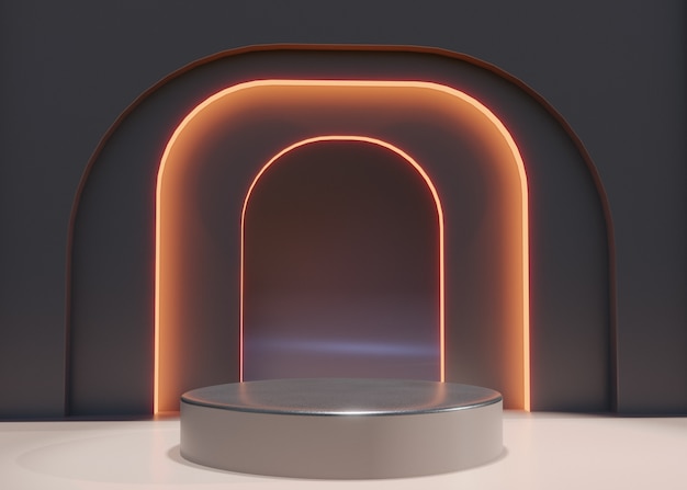Dispositivos tecnológicos de exhibición mínima en el podio