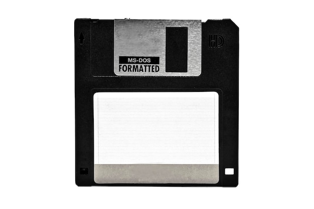 Foto disquete de computador retrô em fundo branco