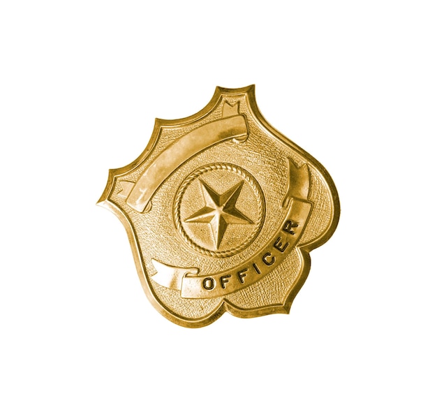 Foto distintivo dourado da polícia