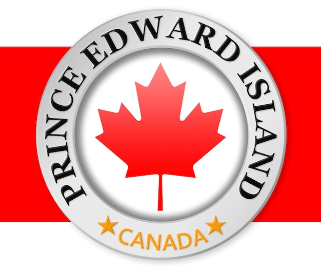 Distintivo prateado com bandeira da Ilha do Príncipe Eduardo e do Canadá
