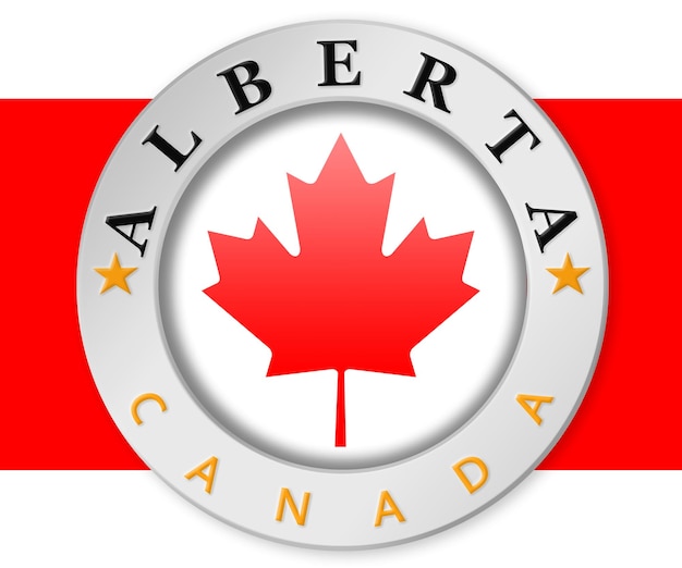 Distintivo prateado com bandeira de Alberta e Canadá