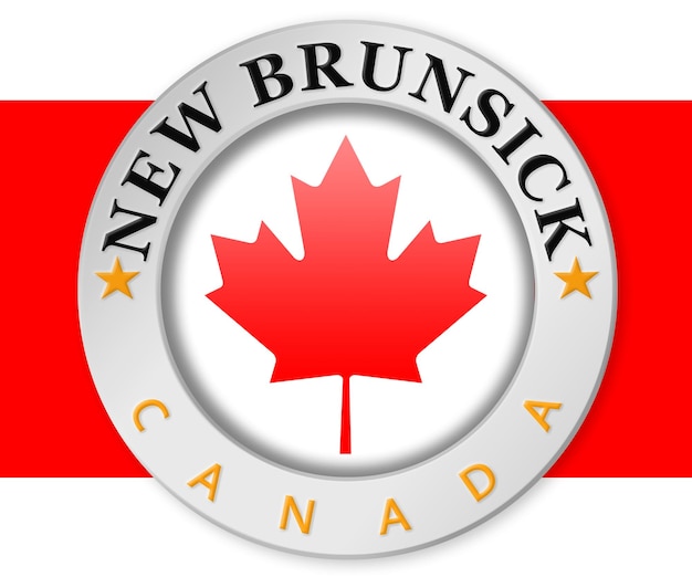 Distintivo prateado com bandeira de New Brunswick e Canadá