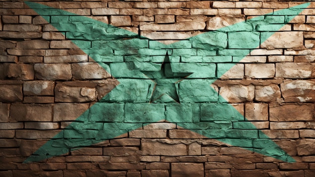 Distressed-Flagge von Dschibuti auf einer Backsteinmauer