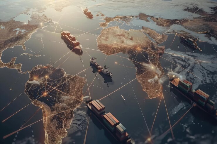 Distribuição da rede logística global Transportes aéreos de carga Transportes ferroviários e marítimos