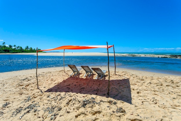 Distrito Caraiva del municipio brasileño de Porto Seguro en la costa del estado de Bahía