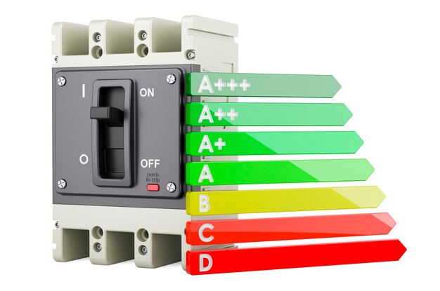 Disyuntor con representación 3D del gráfico de eficiencia energética