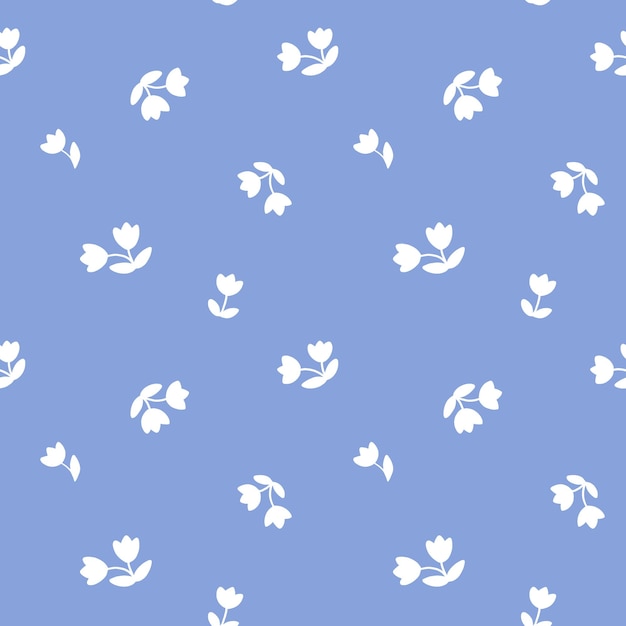 Ditsy daisy floral patrón sin costuras Pequeñas flores blancas sobre fondo azul claro repetir impresión