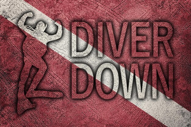 Diver Down Flag Diver Silhouette Estilo vintage Bandera de buceo