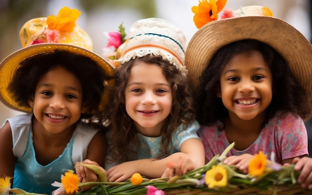 Diversa alegría hermosa celebración de la Pascua IA generativa