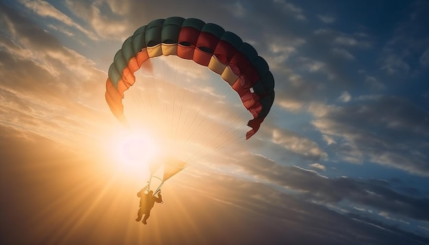 Diversão e liberdade extremas em movimento no ar, geradas por IA