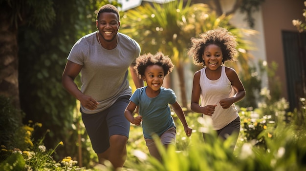 Diversão em família ao sol Atividades esportivas ao ar livre para um estilo de vida saudável