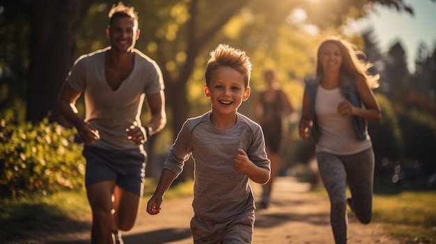 Diversão em família ao sol Atividades esportivas ao ar livre para um estilo de vida saudável