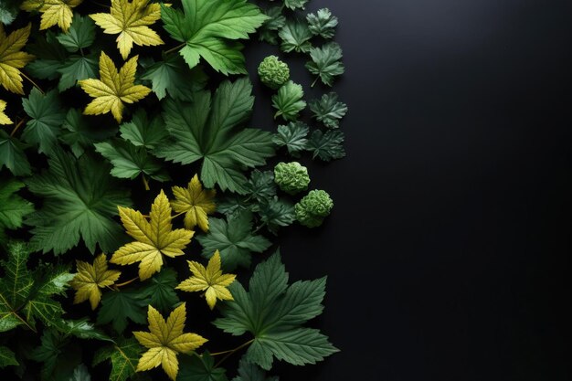 Diversas de folhas verdes frescas uma superfície sombreada incorporando a essência folhagem exuberante espaço de cópia