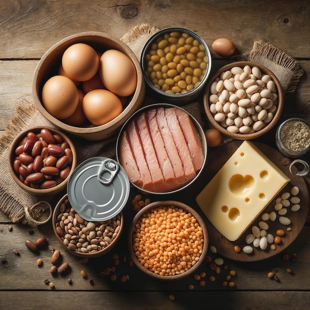 Foto diversas fontes de proteínas para uma dieta equilibrada