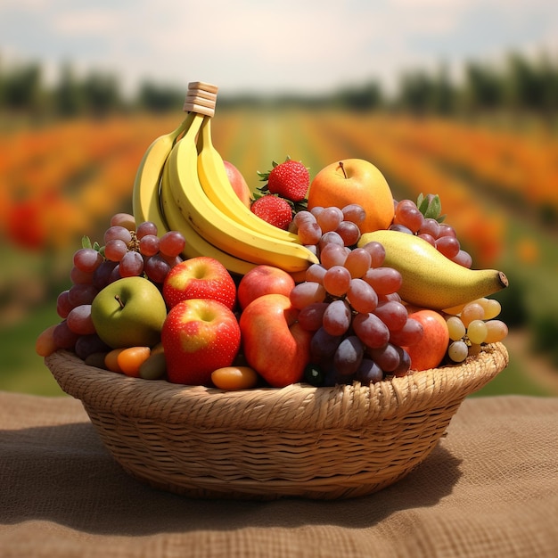 Foto diversas frutas frescas em cesto