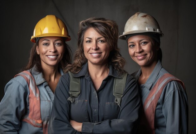 Diversas trabajadoras de la construcción en su lugar de trabajo