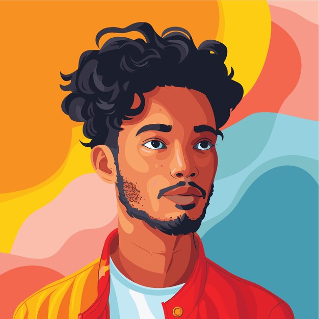 Foto diverse people portrait flat style vector design illustration of young man