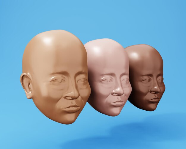 Foto diversidad de conceptos raciales. rostro humano diferente. ilustración 3d.