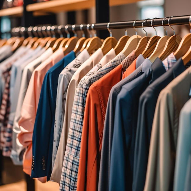 diversidade de roupas formais penduradas no varejo moderno