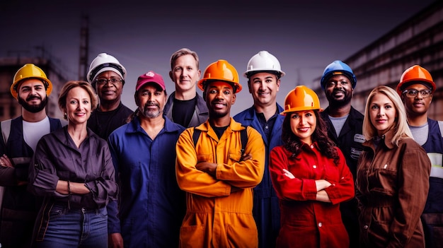 Foto diversidade de trabalhadores na construção