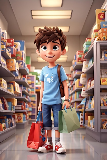 Diversión adolescente de dibujos animados en 3D de compras