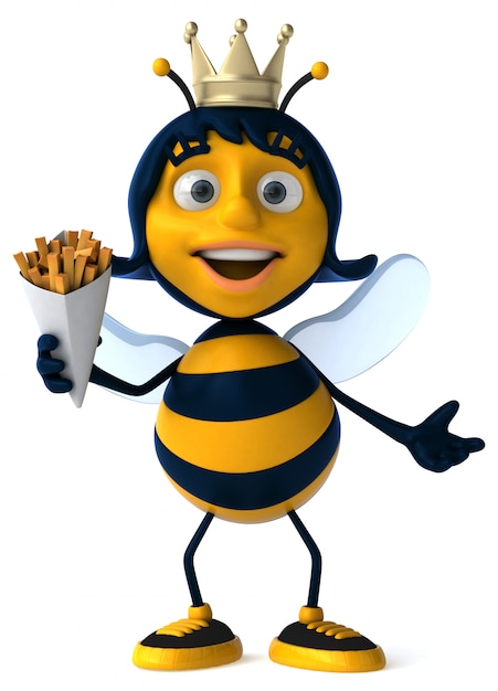 Diversión ilustrada abeja con papas fritas