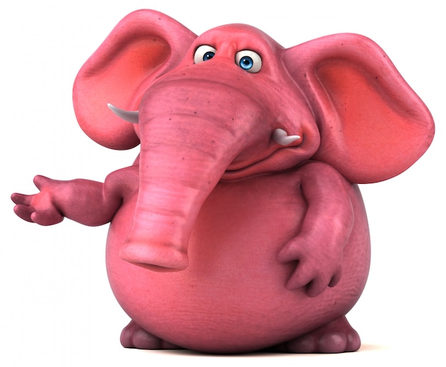Diversión ilustrada rosa elefante 3D