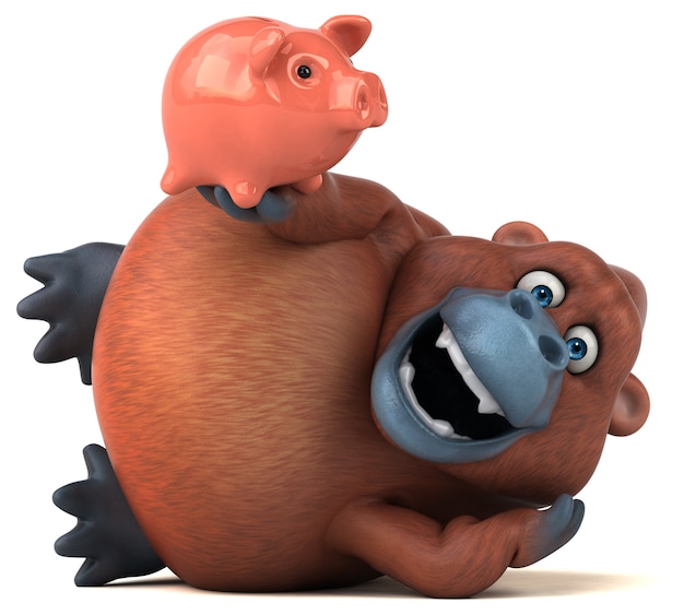 Diversión orangután - Ilustración 3D