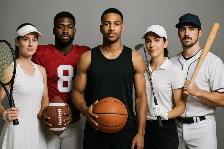 Foto diversos atletas mostrando sus deportes