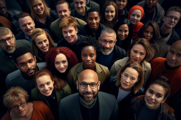 Foto diversos grupos étnicos de personas mirando a la cámara