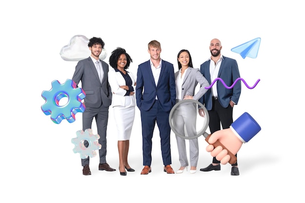 Diversos hombres de negocios png trabajo en equipo remix fondo transparente