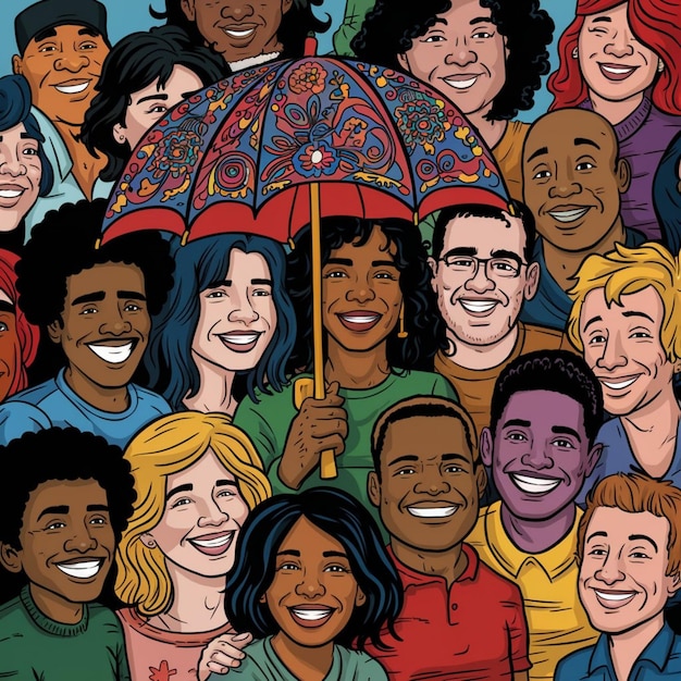 Diversos personagens na arte vetorial