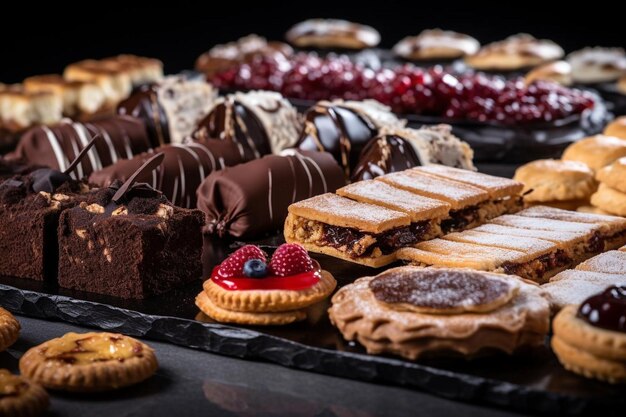 Foto diversos postres y panadería