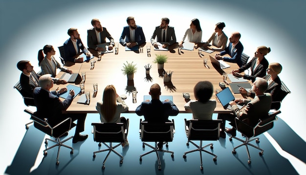 Diversos profissionais em uma mesa redonda