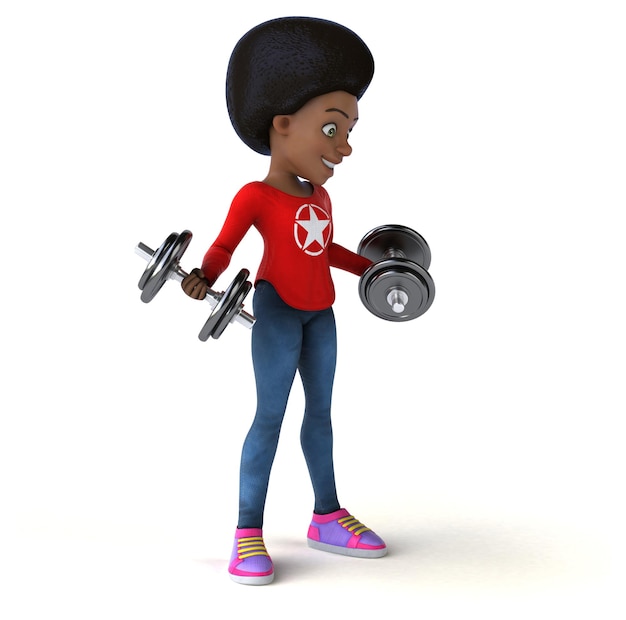 Divertida adolescente negra de dibujos animados en 3D