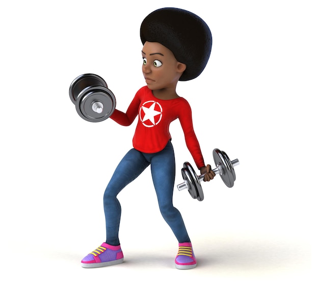 Divertida adolescente negra de dibujos animados en 3D