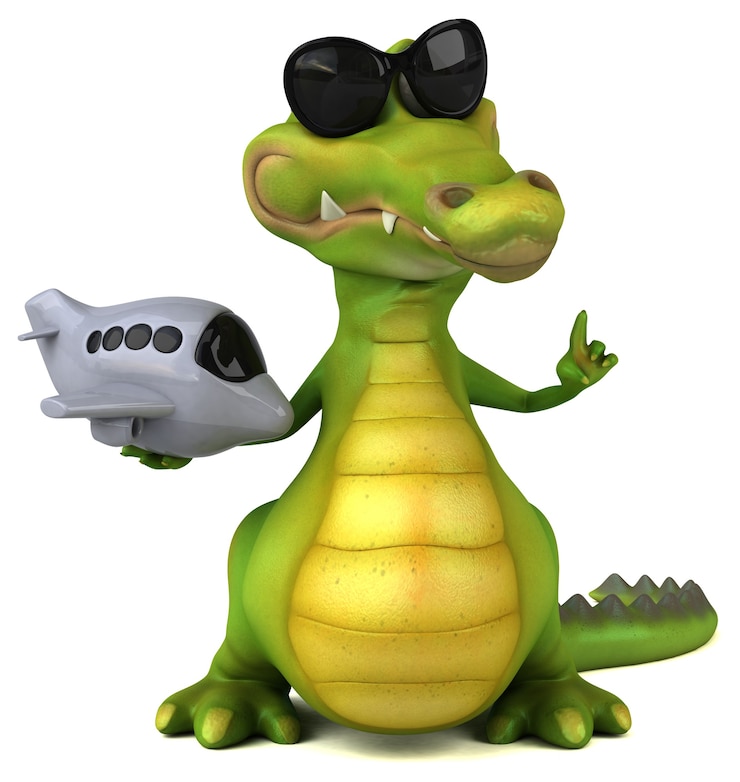 Foto divertida animación de cocodrilo