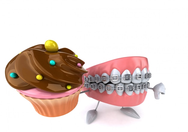 Foto divertida animación de dientes