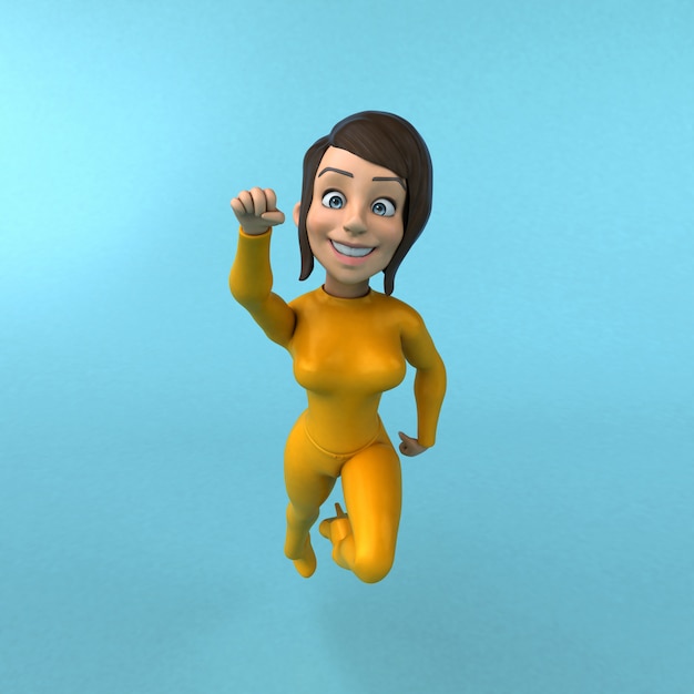 Divertida caricatura 3D chica amarilla