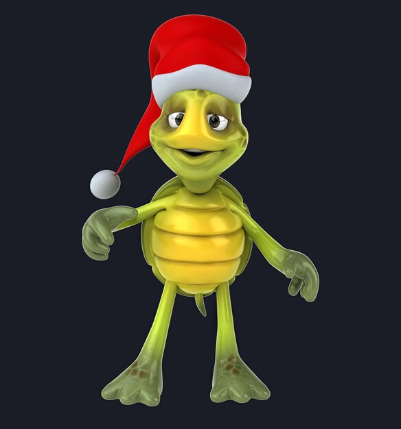 Divertida caricatura en 3D de la tortuga de Santa hablando