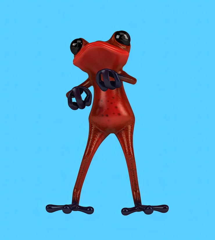 Foto divertida danza de ranas de dibujos animados en 3d