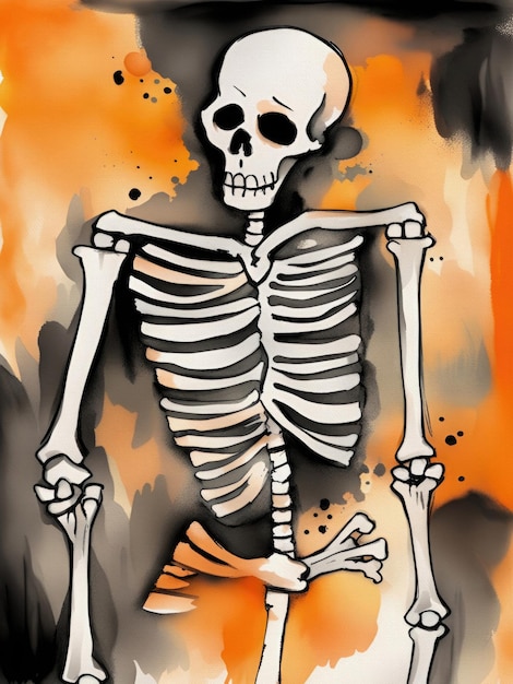 Foto divertida y espeluznante pintura de esqueleto de halloween