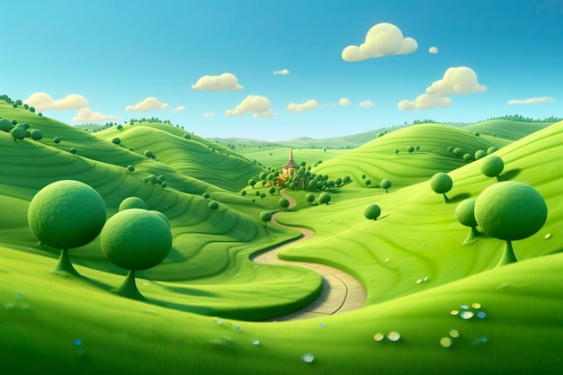 Divertida y feliz Pixar Rolling Green Hills Un viaje visual