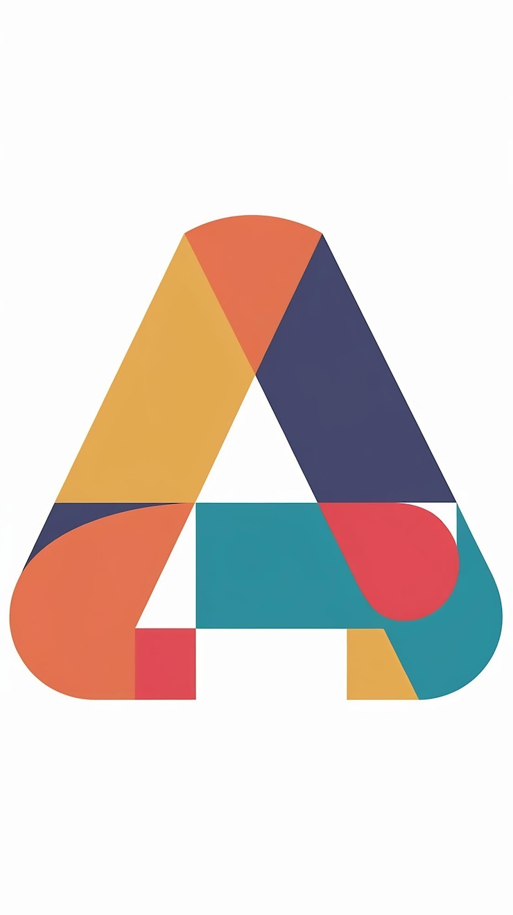 Foto divertida forma abstracta y colorida una letra, un logotipo, un icono, un signo, un diseño vectorial