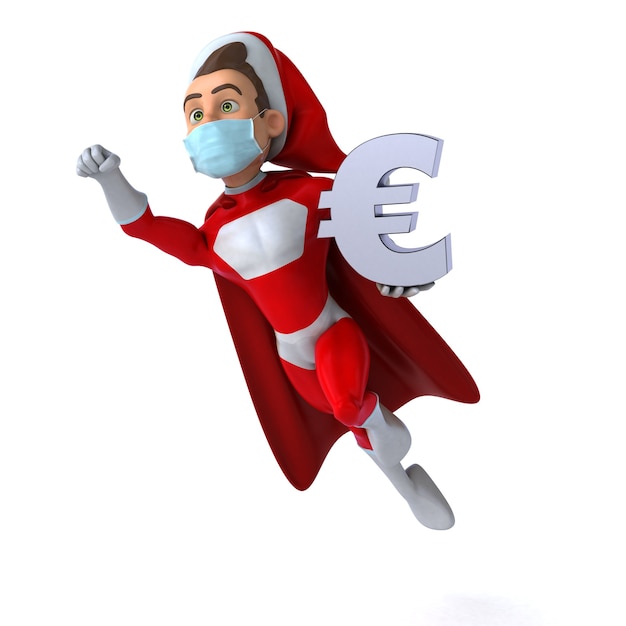 Divertida ilustración 3D de una caricatura de Santa Claus con una máscara