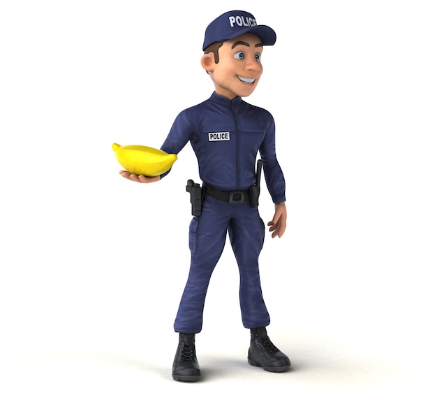Divertida ilustración 3D de un oficial de policía de dibujos animados